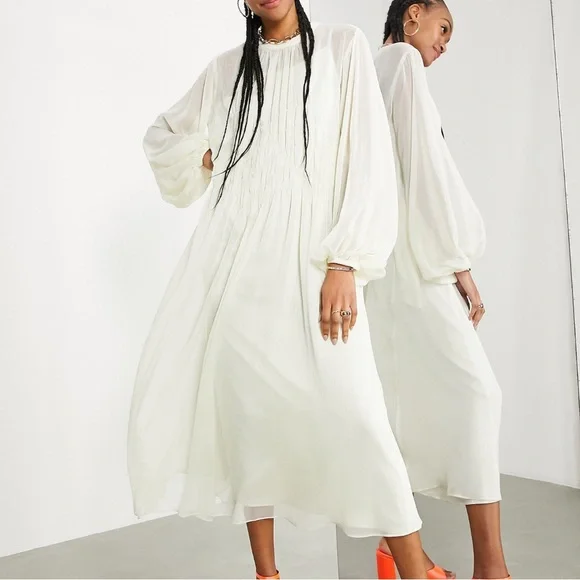 knee length dresses for ladies Asos Edition Satin Bardot Drape Wrap Maxi Dress In Cinnamon Rose main image 0